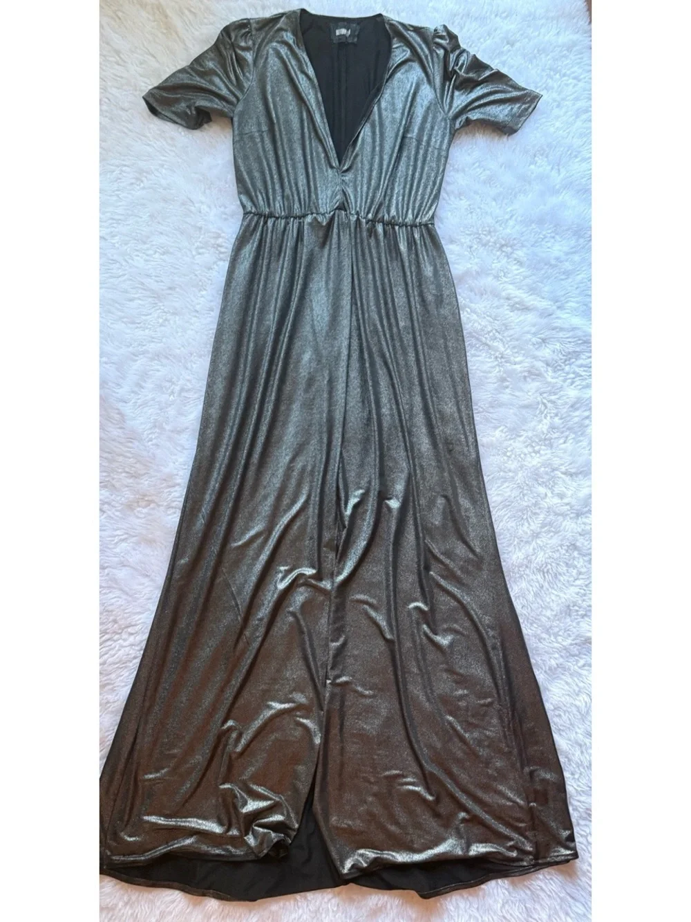 Reformation Adeline low cut Maxi Dress in dark silver - Picture 2 of 5